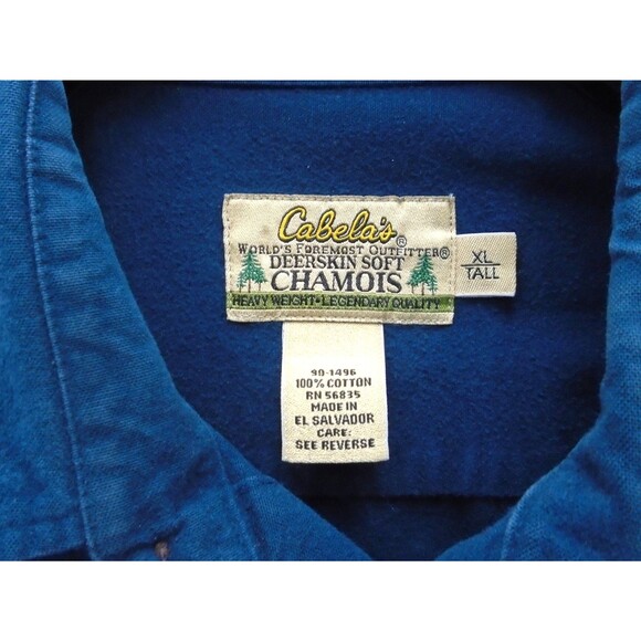Cabela’s Deerskin Soft Chamois Mens Size XL Tall Button Shirt Dark Teal - Picture 3 of 8